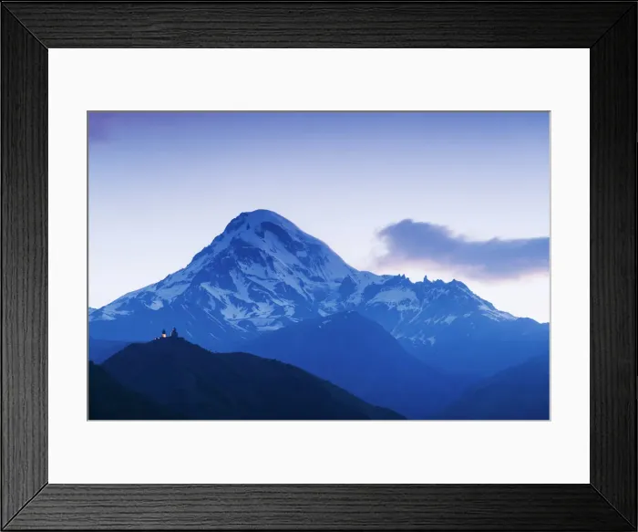 Framed Print : Mount Kazbek (5047m), the third-highest peak in Georgia, bordering Russia, with Framed Print : Mount Kazbek (5047m), the third-highest peak in Georgia, bordering Russia, with
