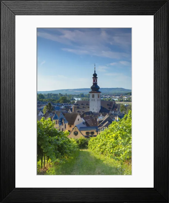 Framed Print : Vineyards and St Jacobs Church, Rudesheim, Rhineland-Palatinate, Germany Framed Print : Vineyards and St Jacobs Church, Rudesheim, Rhineland-Palatinate, Germany