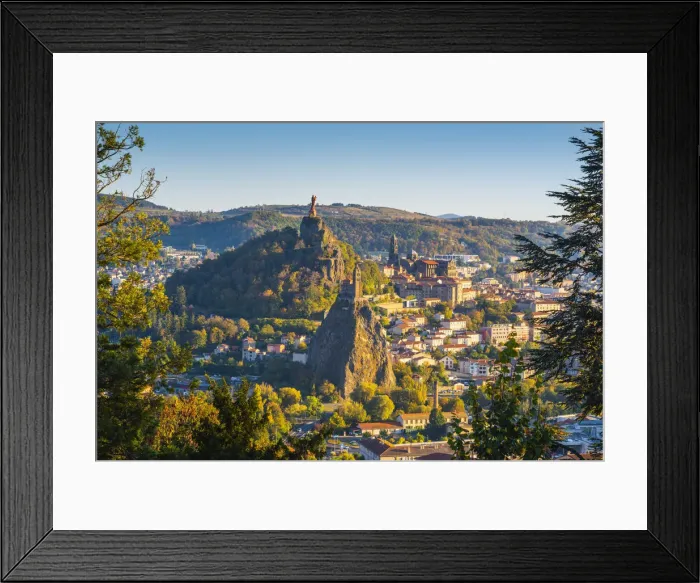 Framed Print : France, Auvergne-Rhone-Alpes, Haute-Loire, Le Puy-en-Velay. Cityscape at sunset