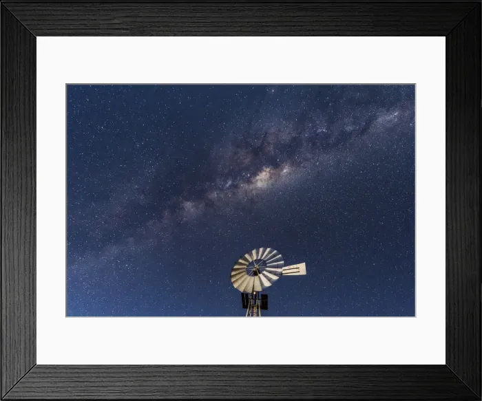 Framed Print : Africa, Namibia, near Keetmanshop. Milky way with waterpump Framed Print : Africa, Namibia, near Keetmanshop. Milky way with waterpump