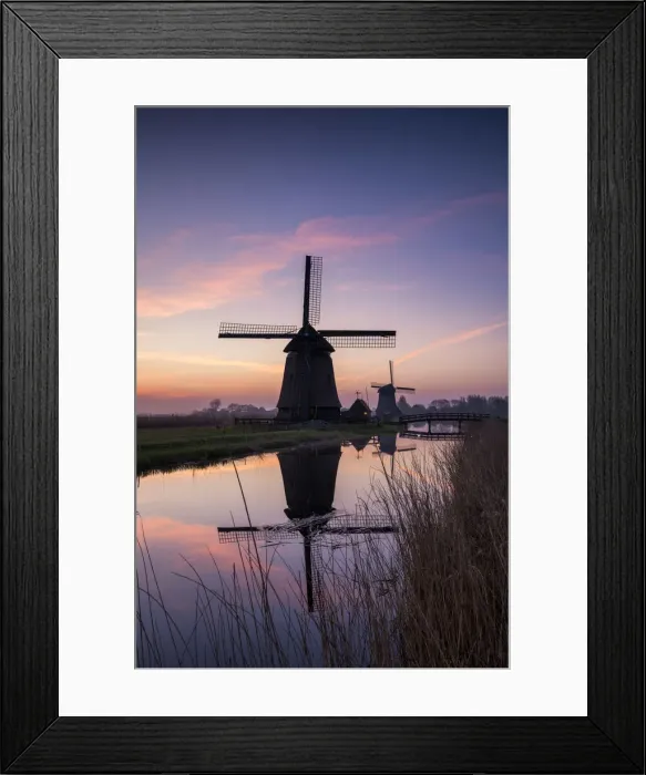 Framed Print : Windmills at Sunrise, Oterleek, Holland, Netherlands Framed Print : Windmills at Sunrise, Oterleek, Holland, Netherlands