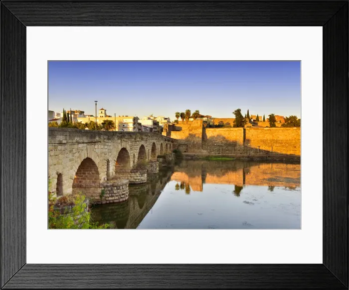 Framed Print : The Puente Romano (Roman Bridge) over the Guadiana river, dating back to the 1st Framed Print : The Puente Romano (Roman Bridge) over the Guadiana river, dating back to the 1st