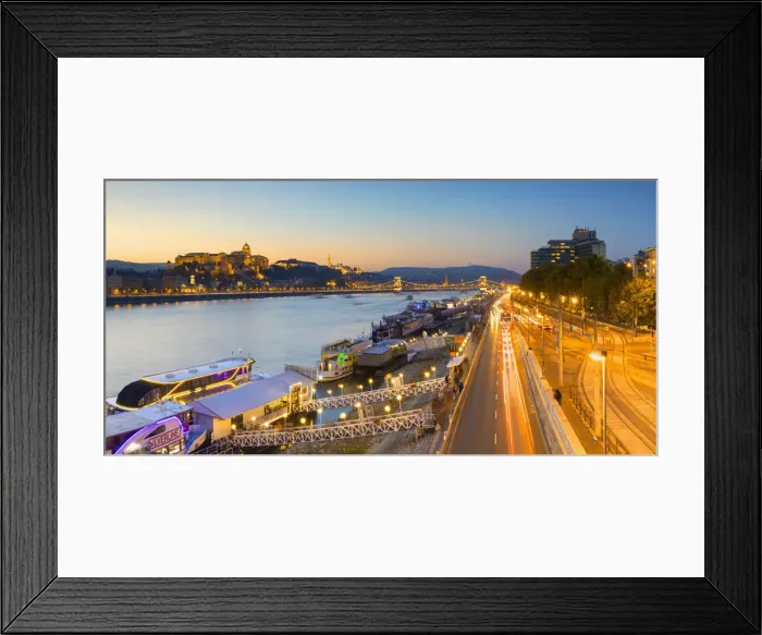 Framed Print : Buda Castle and River Danube at dusk, Budapest, Hungary Framed Print : Buda Castle and River Danube at dusk, Budapest, Hungary