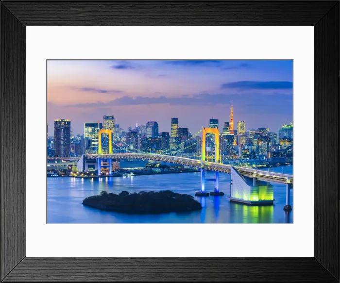 Framed Print : Rainbow Bridge and Tokyo Bay, Odaiba, Tokyo, Kanto region, Japan Framed Print : Rainbow Bridge and Tokyo Bay, Odaiba, Tokyo, Kanto region, Japan