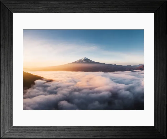 Framed Print : Aerial view of Mt Fuji and sea of fog at sunrise, Yamanashi Prefecture, Japan Framed Print : Aerial view of Mt Fuji and sea of fog at sunrise, Yamanashi Prefecture, Japan