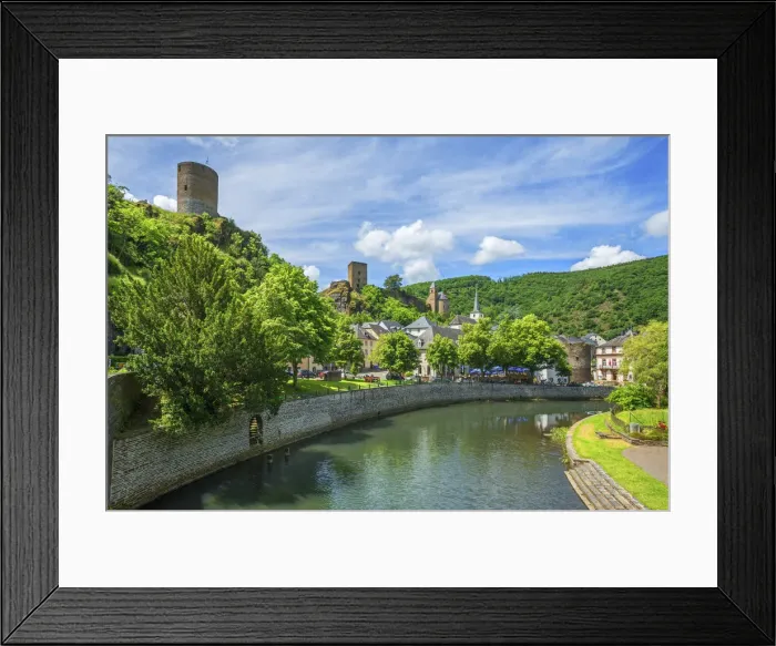 Framed Print : View at Esch-sure-Sure with castle, Kanton Wiltz, Luxembourg Framed Print : View at Esch-sure-Sure with castle, Kanton Wiltz, Luxembourg