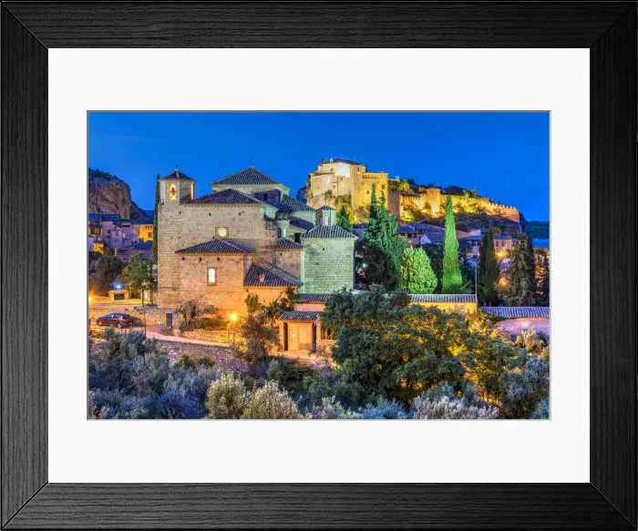 Framed Print : Night view of Iglesia de San Miguel Arcangel church with the castel and Collegiate Framed Print : Night view of Iglesia de San Miguel Arcangel church with the castel and Collegiate