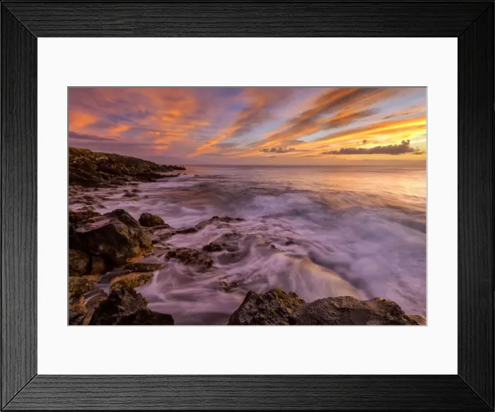 Framed Print : USA, Hawaii, Big Island, sunset along Kohala Coast