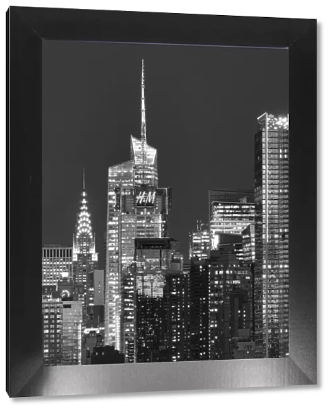 USA, American, New York, Manhattan, Hudson River, Midtown with Chrysler Building