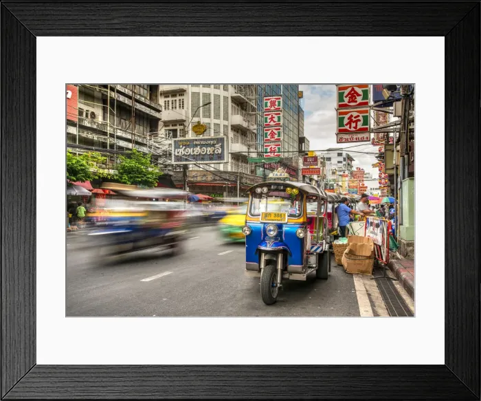 Framed Print : Tuk Tuk three-wheeler taxi, Yaowarat Road, Chinatown, Bangkok, Thailand Framed Print : Tuk Tuk three-wheeler taxi, Yaowarat Road, Chinatown, Bangkok, Thailand