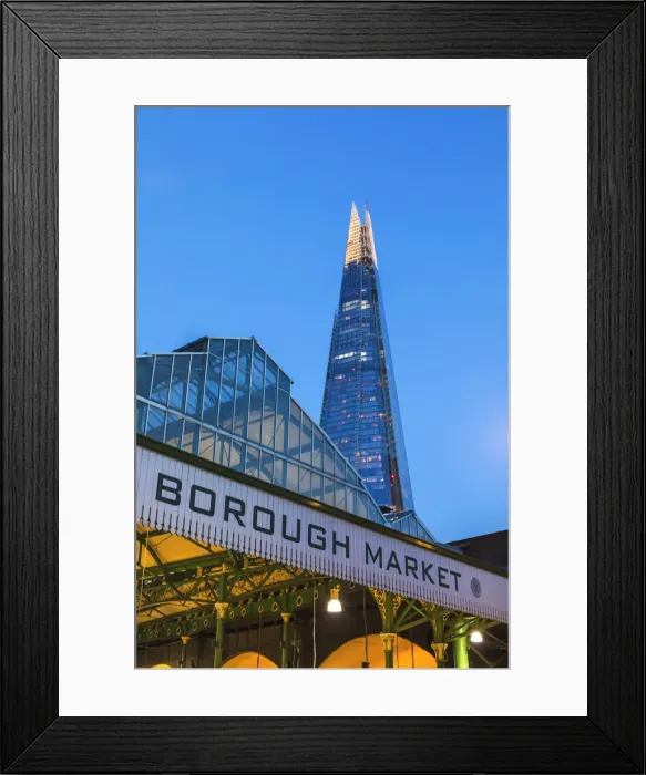 Framed Print : England, London, Southwark, London Bridge City, Borough Market and The Shard Framed Print : England, London, Southwark, London Bridge City, Borough Market and The Shard