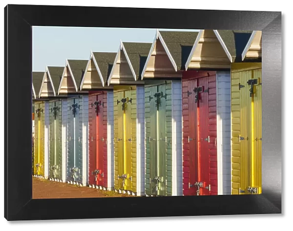 England, East Sussex, Eastbourne, Eastbourne Beach, Colourful Beach Huts