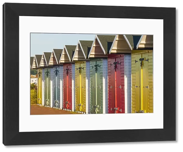 England, East Sussex, Eastbourne, Eastbourne Beach, Colourful Beach Huts