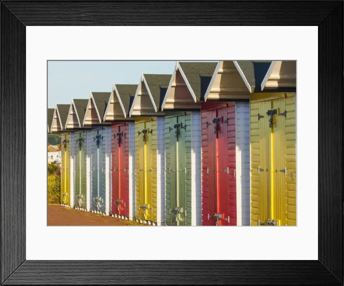 Framed Print : England, East Sussex, Eastbourne, Eastbourne Beach, Colourful Beach Huts