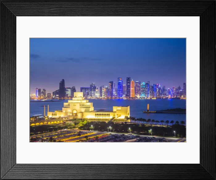 Framed Print : Museum of Islamic Art & skyline of West Bay, Doha, Qatar Framed Print : Museum of Islamic Art & skyline of West Bay, Doha, Qatar