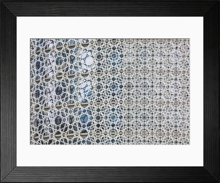 Framed Print : Islamic design solar screen on the Burj Doha, Doha, Qatar