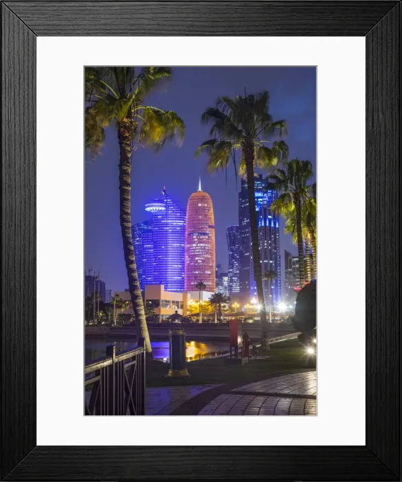 Framed Print : West Bay skyline with Burj Doha, Doha, Qatar