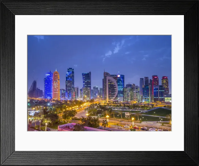 Framed Print : West Bay skyline with Burj Doha, Doha, Qatar Framed Print : West Bay skyline with Burj Doha, Doha, Qatar