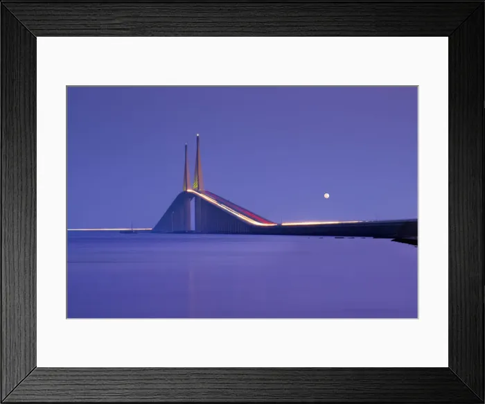 Framed Print : Sunshine Skyway Bridge, Tampa Bay, Full Moon, Saint Petersburg, Florida Framed Print : Sunshine Skyway Bridge, Tampa Bay, Full Moon, Saint Petersburg, Florida