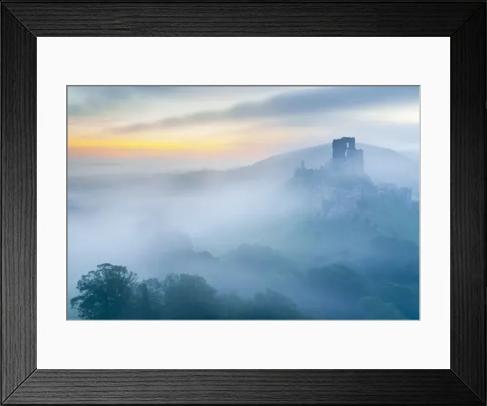 Framed Print : UK, England, Dorset, Corfe Castle at sunrise Framed Print : UK, England, Dorset, Corfe Castle at sunrise