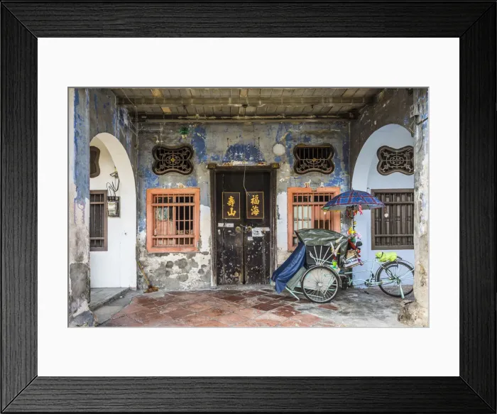 Framed Print : Traditional 19th century shophouse, George Town, Penang Island, Malaysia Framed Print : Traditional 19th century shophouse, George Town, Penang Island, Malaysia