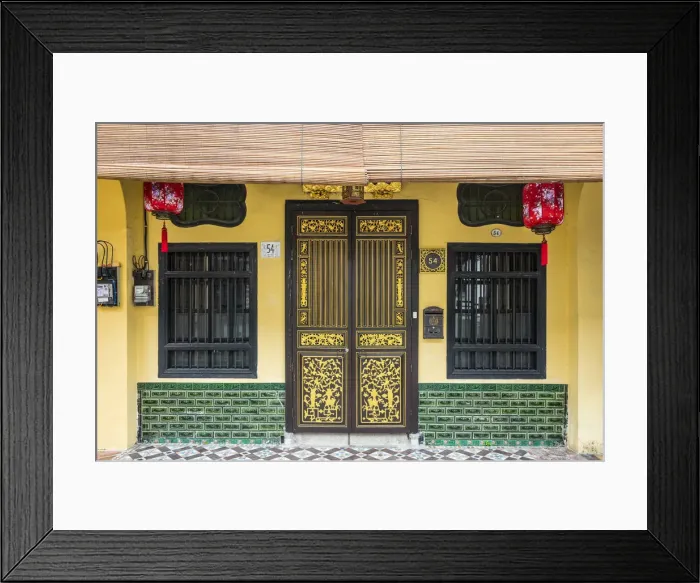 Framed Print : Traditional 19th century shophouse, George Town, Penang Island, Malaysia Framed Print : Traditional 19th century shophouse, George Town, Penang Island, Malaysia