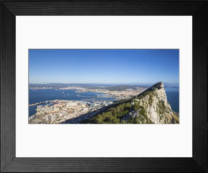 Framed Print : Gibraltar, View of Gibraltar rock, Gibraltar and in distance La Linea, Spain Framed Print : Gibraltar, View of Gibraltar rock, Gibraltar and in distance La Linea, Spain