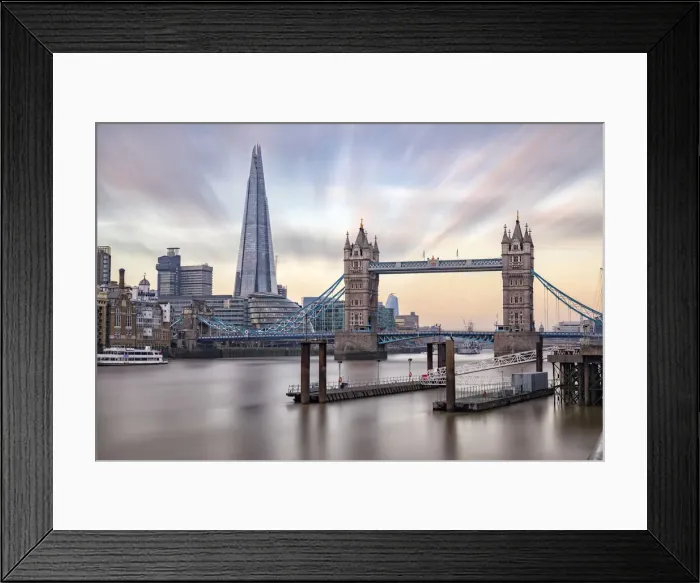 Framed Print : Tower Bridge, the Shard and boat docks, London, England, United Kingdom Framed Print : Tower Bridge, the Shard and boat docks, London, England, United Kingdom