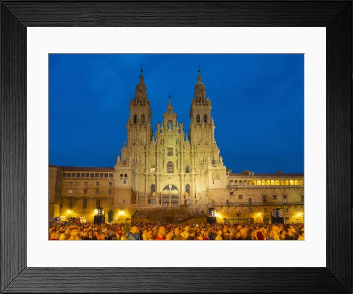 Framed Print : Spain, Galicia, Santiago de Compostela, cathedral illuminated at night Framed Print : Spain, Galicia, Santiago de Compostela, cathedral illuminated at night