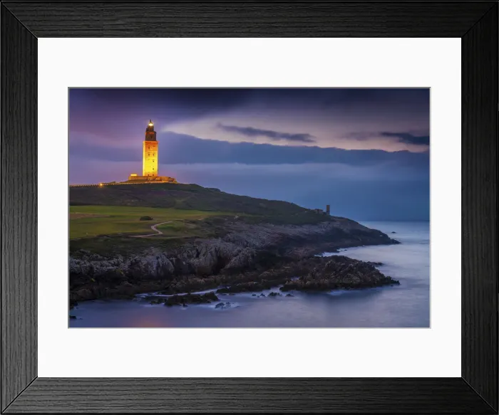 Framed Print : Spain, Galicia, La Coruna, Torre de Hercules illuminated at night Framed Print : Spain, Galicia, La Coruna, Torre de Hercules illuminated at night