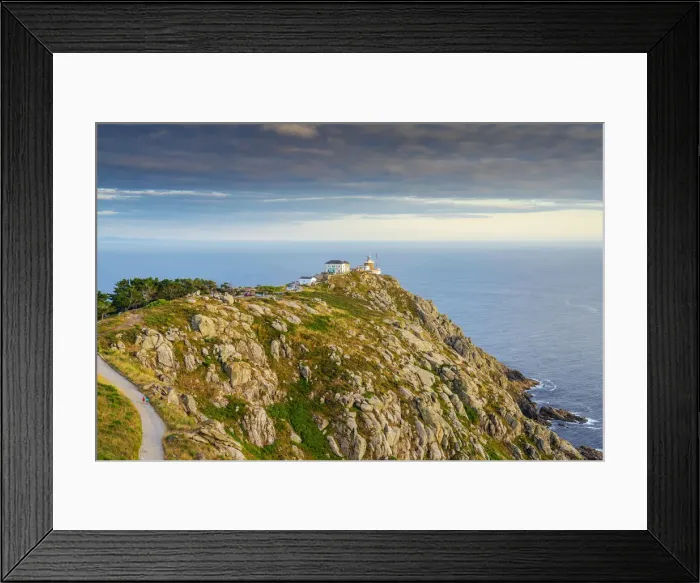 Framed Print : Spain, Galicia, Finisterre, Finisterre lighthouse, two girls walking up path towards Framed Print : Spain, Galicia, Finisterre, Finisterre lighthouse, two girls walking up path towards