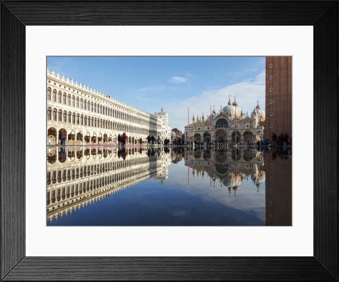 Framed Print : Procuratie Vecchie, Basilica di San Marco and Clocktower are Reflected in the High Water Framed Print : Procuratie Vecchie, Basilica di San Marco and Clocktower are Reflected in the High Water
