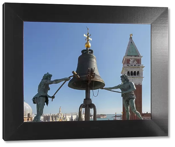 The Moors on top of the St Marks Clock Tower, St Marks Square, Venice, Veneto, Italy