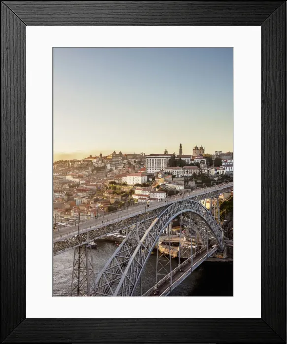 Framed Print : Dom Luis I Bridge at sunset, elevated view, Porto, Portugal Framed Print : Dom Luis I Bridge at sunset, elevated view, Porto, Portugal