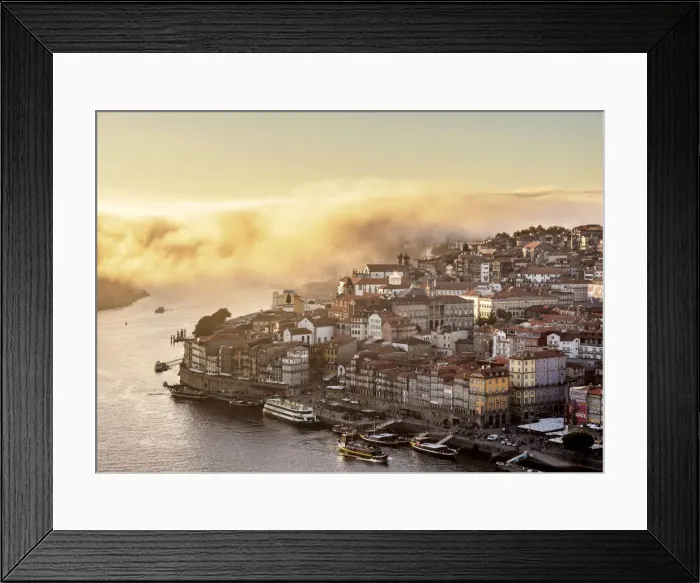 Framed Print : Douro River and Cityscape of Porto at sunset, elevated view, Portugal Framed Print : Douro River and Cityscape of Porto at sunset, elevated view, Portugal