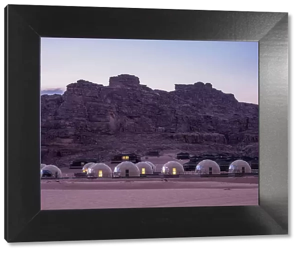 Sun City Camp at dusk, Wadi Rum, Aqaba Governorate, Jordan