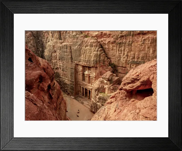 Framed Print : The Treasury, Al-Khazneh, elevated view, Petra, Ma an Governorate, Jordan