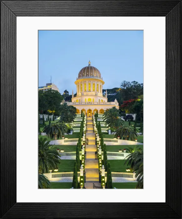 Framed Print : Israel, Haifa District, Haifa. Shrine of the Bab and lower terraces of the Baha i