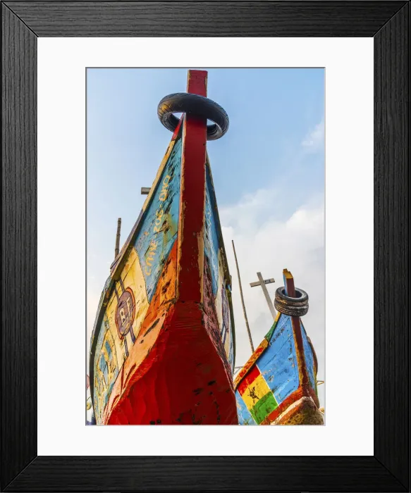Framed Print : Africa, Ghana, Elmina and surroundings. Traditional fishing boats on the beach in Komenda Framed Print : Africa, Ghana, Elmina and surroundings. Traditional fishing boats on the beach in Komenda