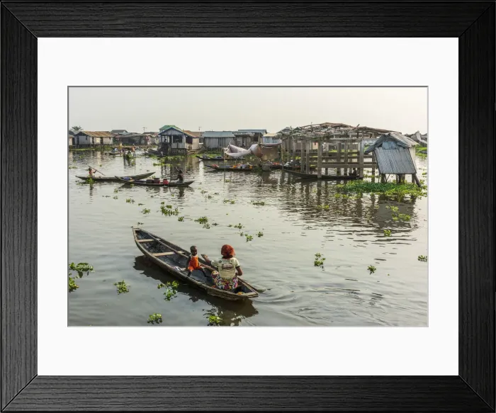 Framed Print : Africa, Benin, Lake NokouA. Traditional wooden boats in the channels of the famous Framed Print : Africa, Benin, Lake NokouA. Traditional wooden boats in the channels of the famous