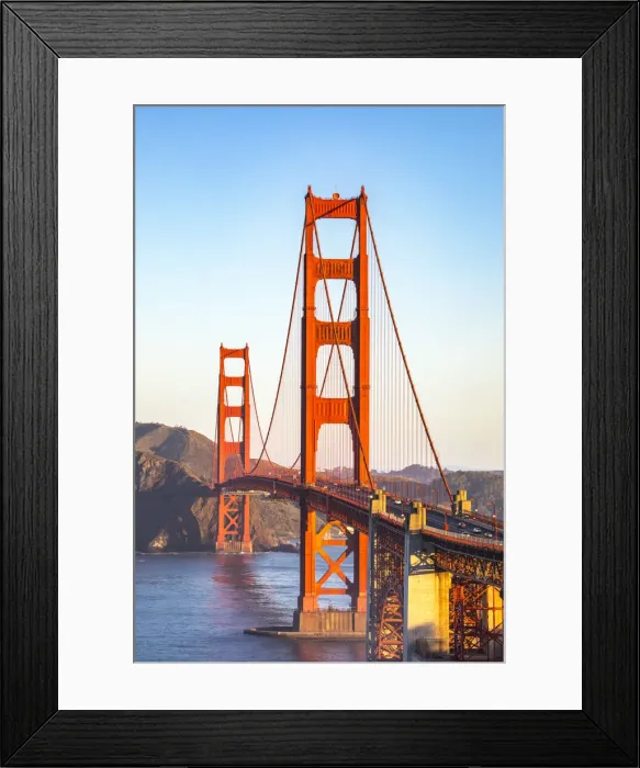 Framed Print : The Golden Gate Bridge during sunrise. Marin county, San Francisco, Northern California