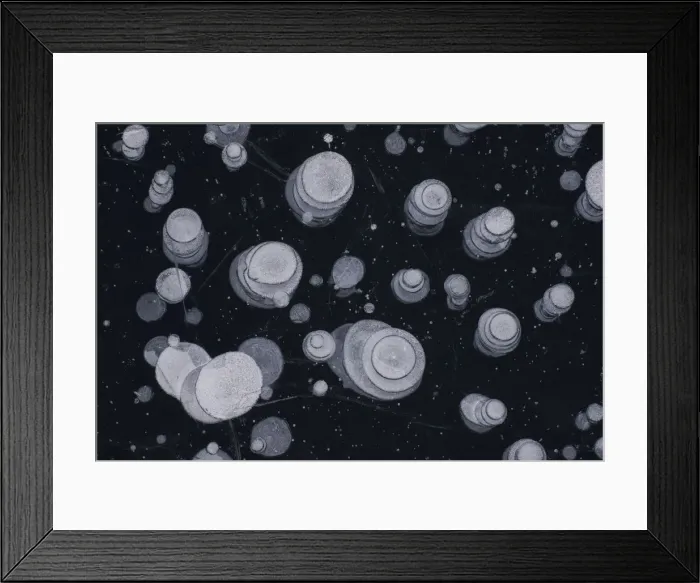 Framed Print : Close up of circular ice bubbles, Lake St Moritz, canton of Graubunden, Engadine Framed Print : Close up of circular ice bubbles, Lake St Moritz, canton of Graubunden, Engadine