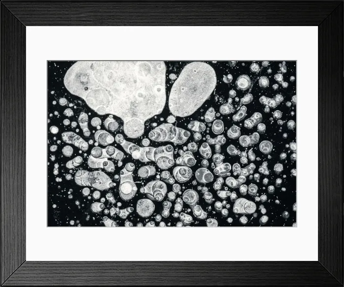 Framed Print : Close up of details and shapes of ice bubbles, Lake St Moritz, canton of Graubunden Framed Print : Close up of details and shapes of ice bubbles, Lake St Moritz, canton of Graubunden