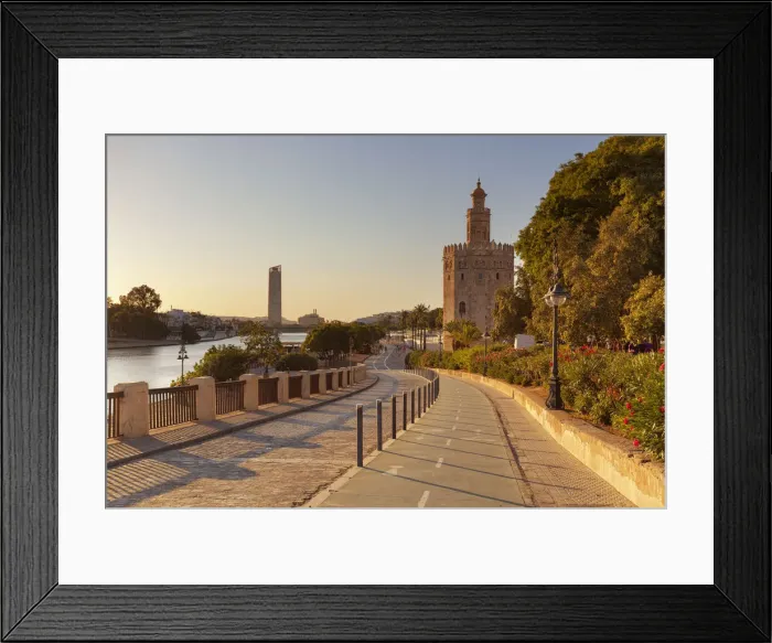 Framed Print : Torre del Oro (Tower of Gold) at sunset, Seville, province of Seville, Andalusia, Spain