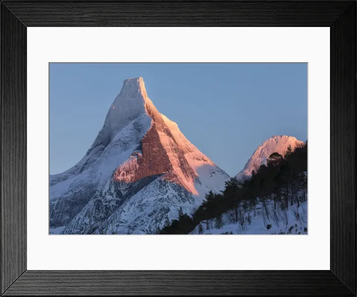 Framed Print : Last light on the Norways national mountains granitic snowy peak called Stetind Framed Print : Last light on the Norways national mountains granitic snowy peak called Stetind