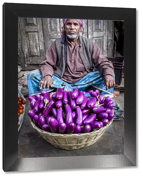 Eggplants seller, Kathmandu, Nepal