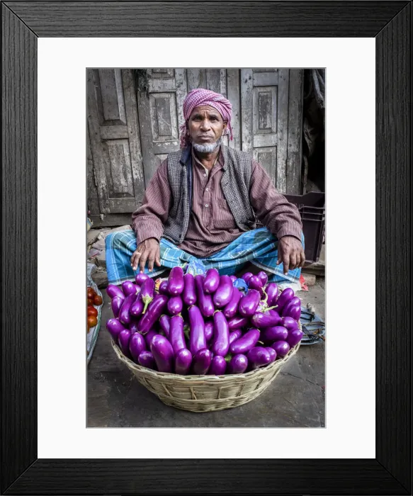 Framed Print : Eggplants seller, Kathmandu, Nepal Framed Print : Eggplants seller, Kathmandu, Nepal