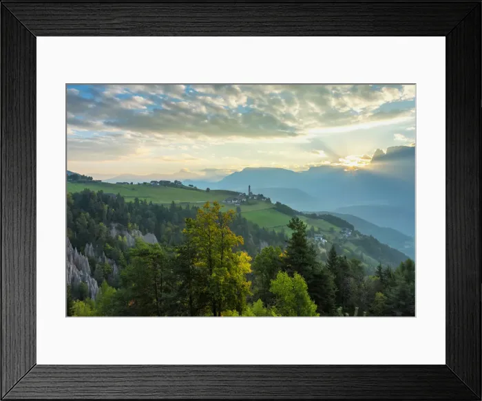 Framed Print : Renon plateau at sunrise Europe, Italy, South Tyrol, Renon plateau, Monte Framed Print : Renon plateau at sunrise Europe, Italy, South Tyrol, Renon plateau, Monte