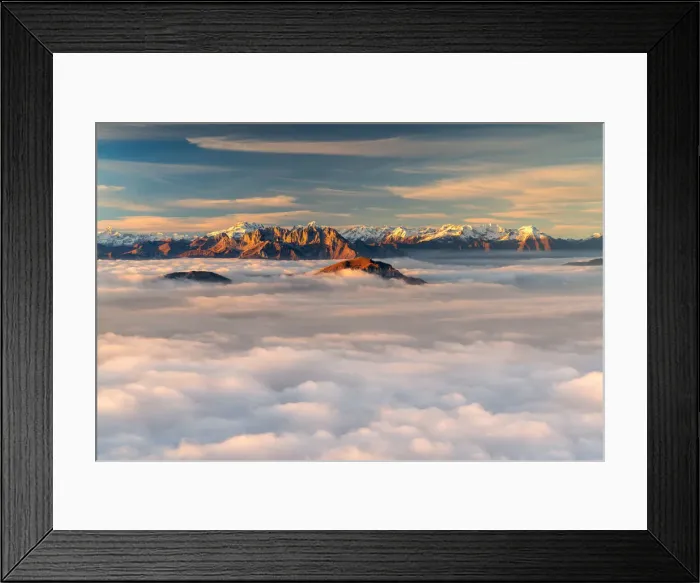 Framed Print : Orobie group at Sunset from Mount Guglielmo above the Clouds, Brescia province, Lombardy Framed Print : Orobie group at Sunset from Mount Guglielmo above the Clouds, Brescia province, Lombardy