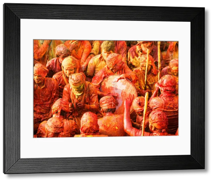 Framed Print : Asia, India, Uttar pradesh, Mathura district. Lathmar holi Framed Print : Asia, India, Uttar pradesh, Mathura district. Lathmar holi